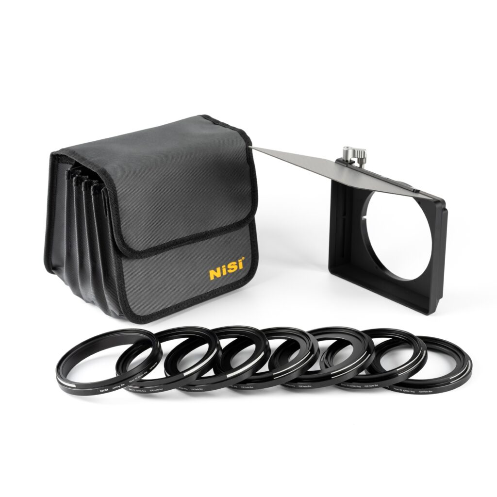 Descubre los NiSi JetMag Pro Matte Box Kits 82MAG y 95MAG, con adaptadores dedicados, bandera de fibra de carbono y bolsa de transporte.